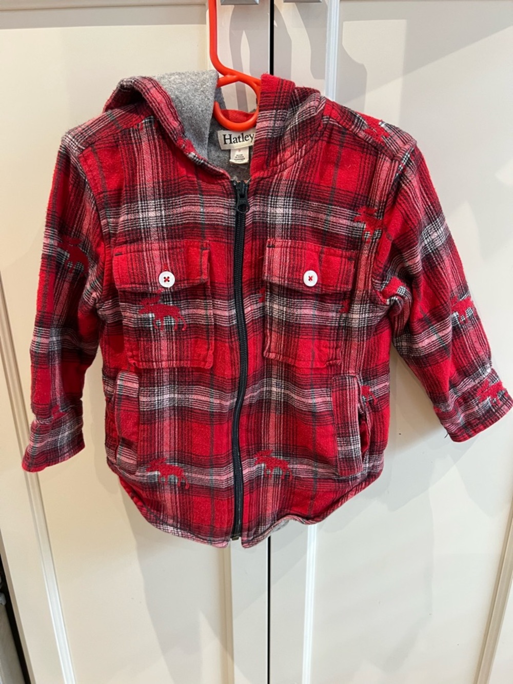 Hatley Red Plaid Zip Hoodie Jacket 3t